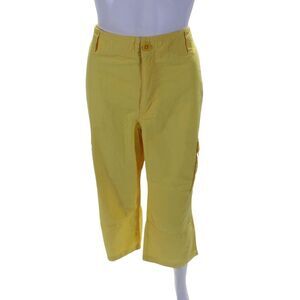 Lauren Jeans Company Womens Cotton Wide Leg Cargo Pants Sunshine Yellow Size 36